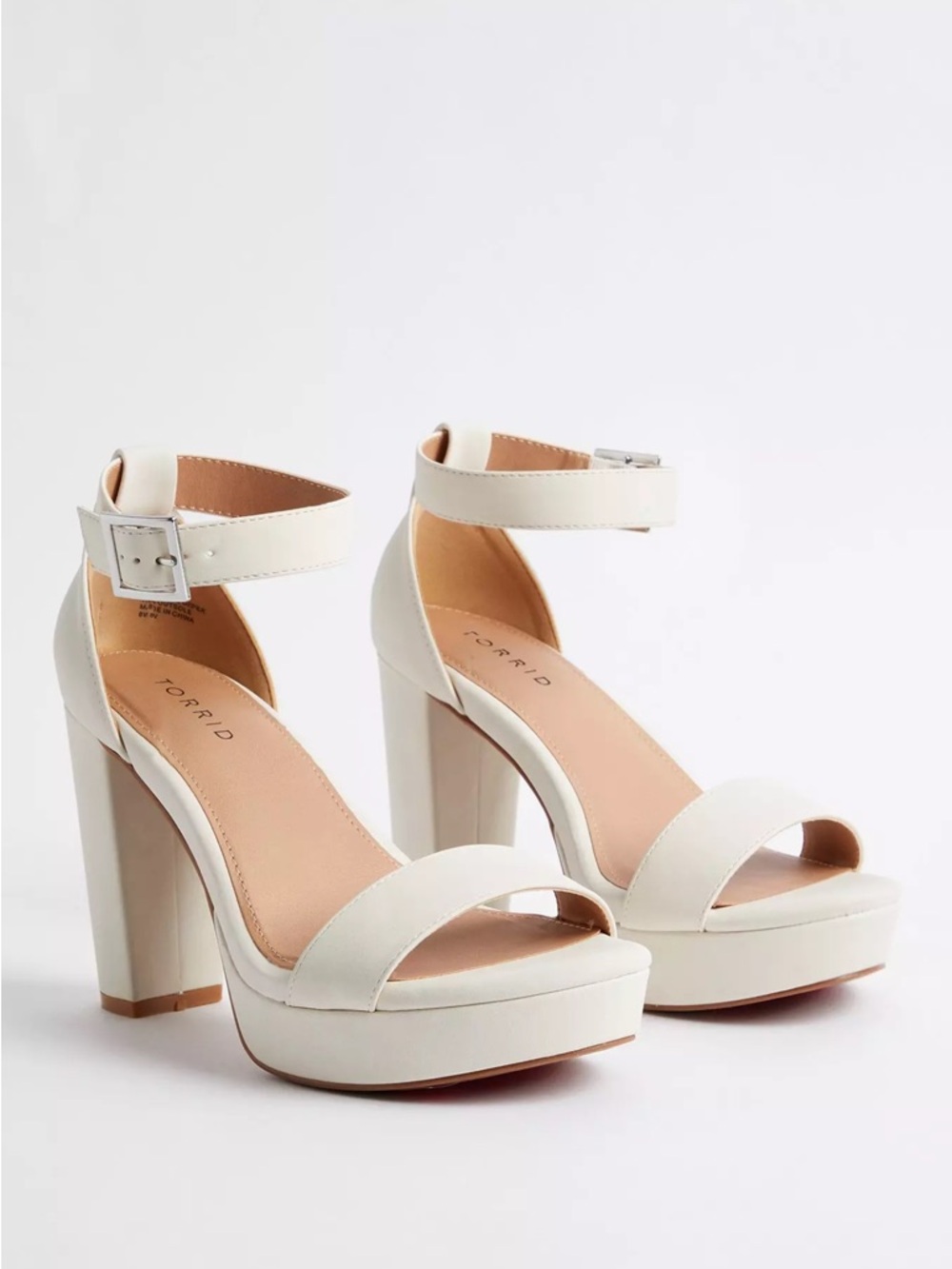 Torrid Cream Platform Ankle-Strap Block Heel Sandals